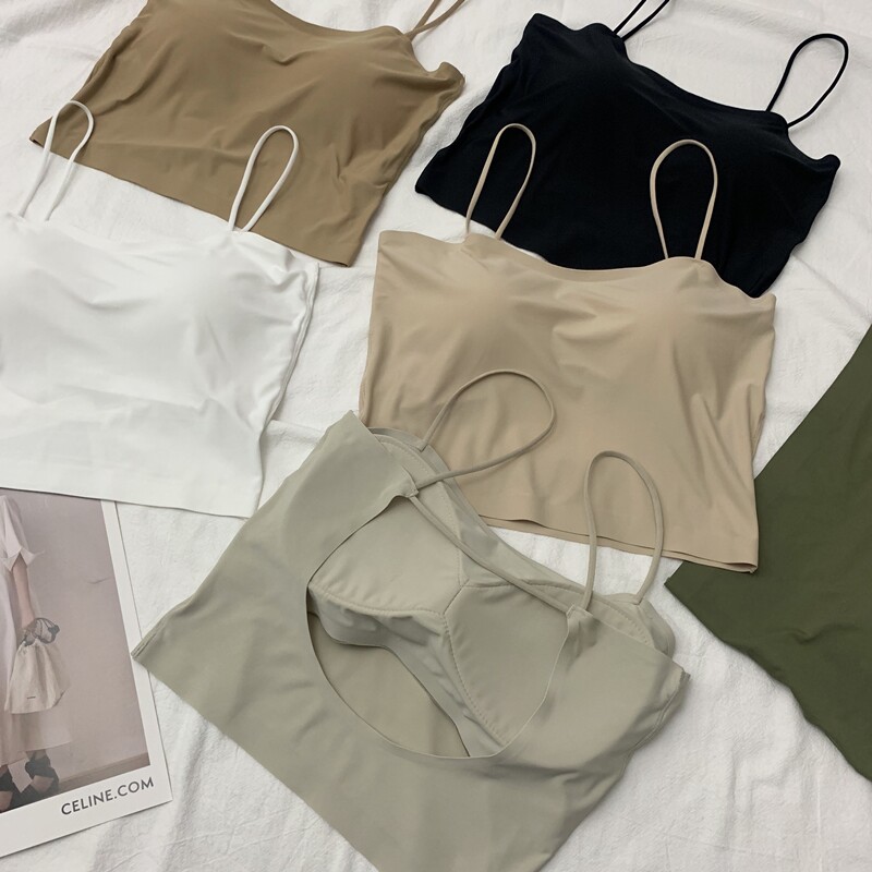纯欲大U露背冰丝吊带性感美背