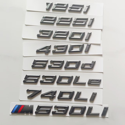 适用宝马1系3系5系7系车标改装M330Li530Li铈灰色246系排量后尾标