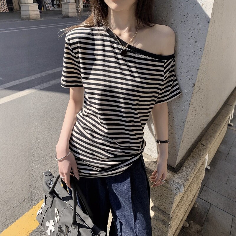 露肩瑜伽服女夏季外穿宽松运动短袖跑步罩衫显瘦休闲速干健身T恤