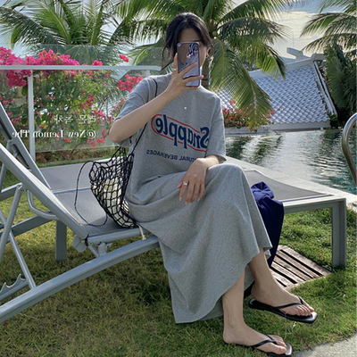 弹力短袖t恤女夏季韩版ins连衣裙