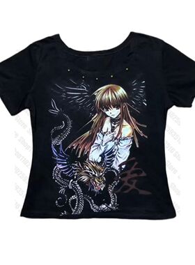 ClothingTopsTop2000sFemaleHarajukuTrashy动漫短袖女夏季Y2k