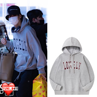 txt组合崔秀彬同款男女士连帽衫春秋冬加绒宽松套头印花卫衣潮流