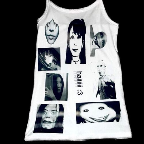 Vintage Gothic复古哥特头像印花欧美t恤男女Y2k外贸宽松圆领