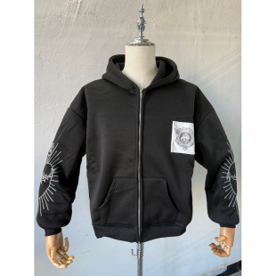 跨境9OESH印花卫衣短款 百搭拉链开衫 连帽衫 热卖 外套 2024新款 新款