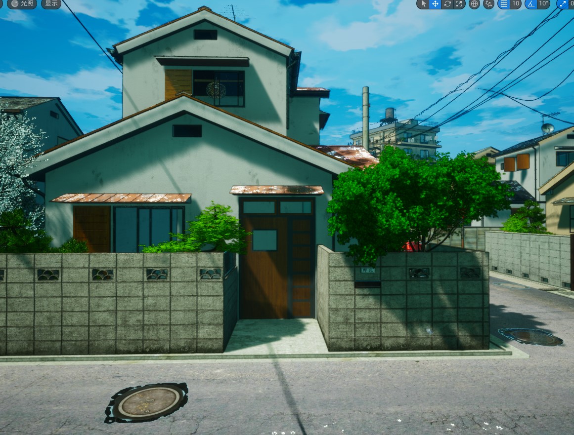 ue5虚幻4素材场景 地编 东方日本风格建筑哆啦a梦房子 模型日式