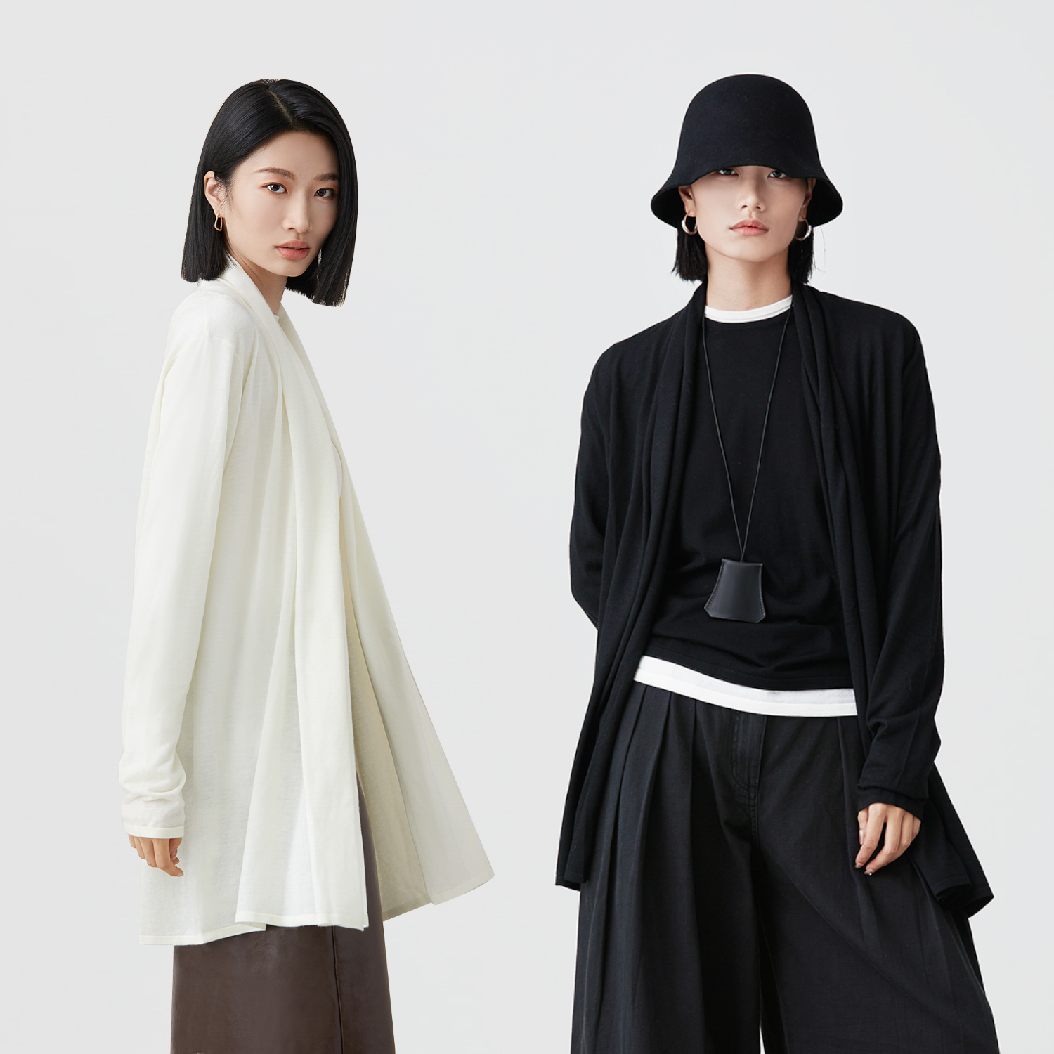 SOORAM澳洲进口精纺美丽诺细羊毛针织外套女春秋披肩高级感开衫女