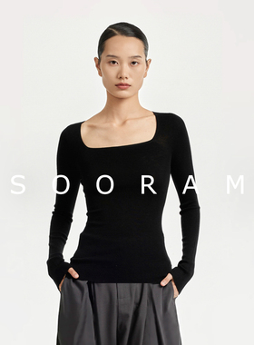 SOORAM德国高端扬子纱无缝打底衫女秋冬方领美丽诺细羊毛针织衫女