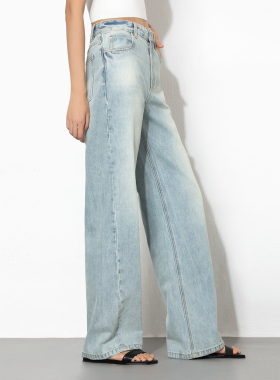 素韧丨美国进口高端定型全棉直筒牛仔裤女 四季经典简约阔腿长裤