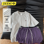 户外跑步健身运动套装 速干衣女休闲短裤 抗菌亲肤透气短袖 ZEENI
