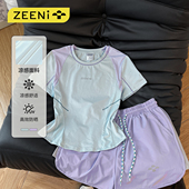 户外徒步运动套装 ZEENI短袖 速干衣防晒健身服羽毛球t恤女休闲短裤