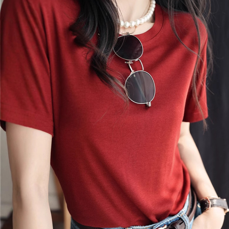 5.8BHUAI新品  奥地利兰精天丝真丝Q弹圆领百搭氨纶短袖T恤柔软