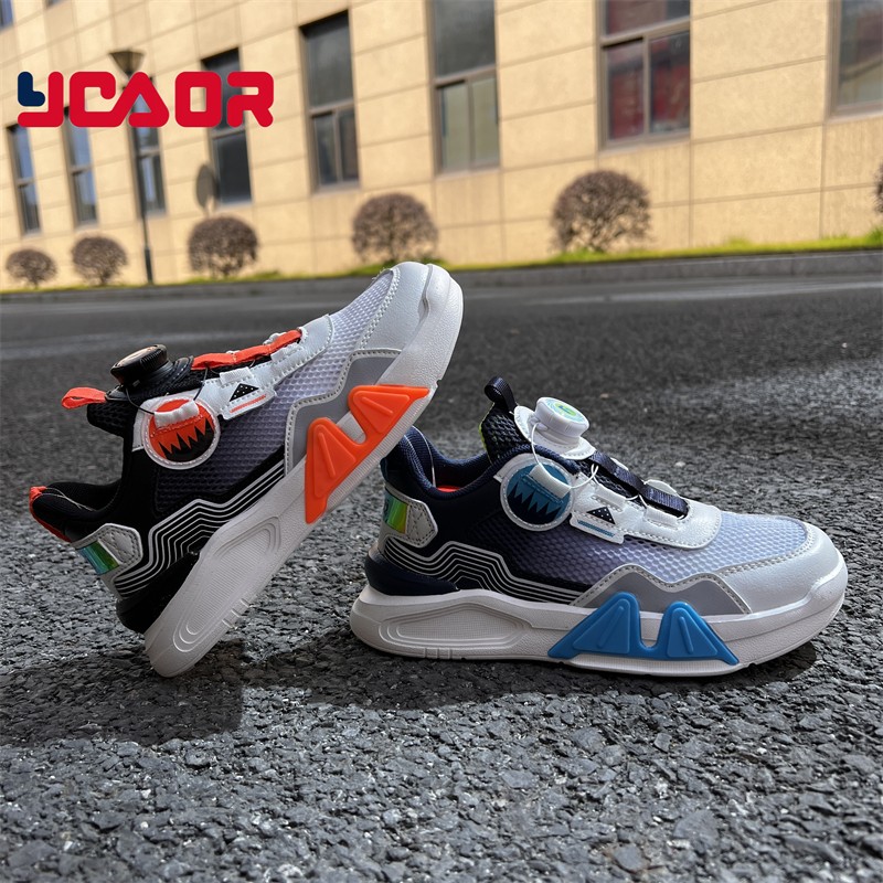 永高人童鞋2023夏季男中童39单网镂空透气纽扣篮球运动跑鞋x33120