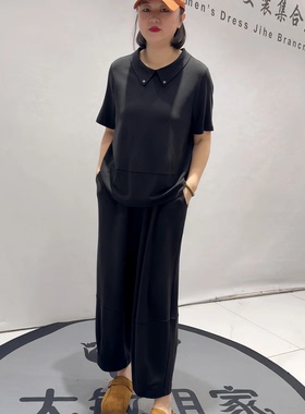 3273芮娜依莲蓝鲸之吻夏季新款欧货套装加大码女装胖妹妹休闲套装