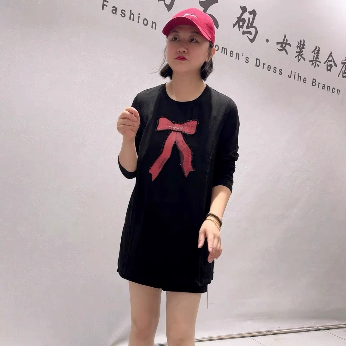 5407芮娜依莲秋季新款欧货一手长衫加大码女装胖妹妹宽松显瘦上衣