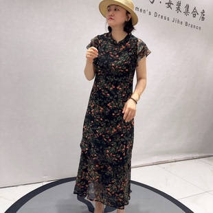 31190女权夏季新款欧货连衣裙大码女装胖妹妹显瘦旗袍裙长裙
