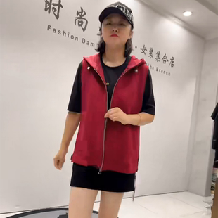 减龄显瘦欧货百搭开衫 针丝缘子汇7660秋季 女装 新款 连帽马夹加大码