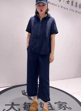 3092女权贵族夏季新款欧货短袖套装加大码女装胖妹妹显瘦两件套装