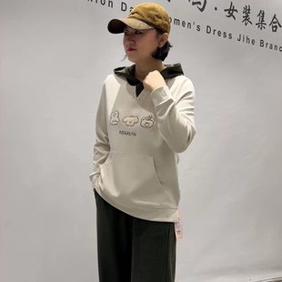 7287芮娜依莲秋冬新款欧货连帽衫卫衣加大码女装胖妹妹气质衫上衣