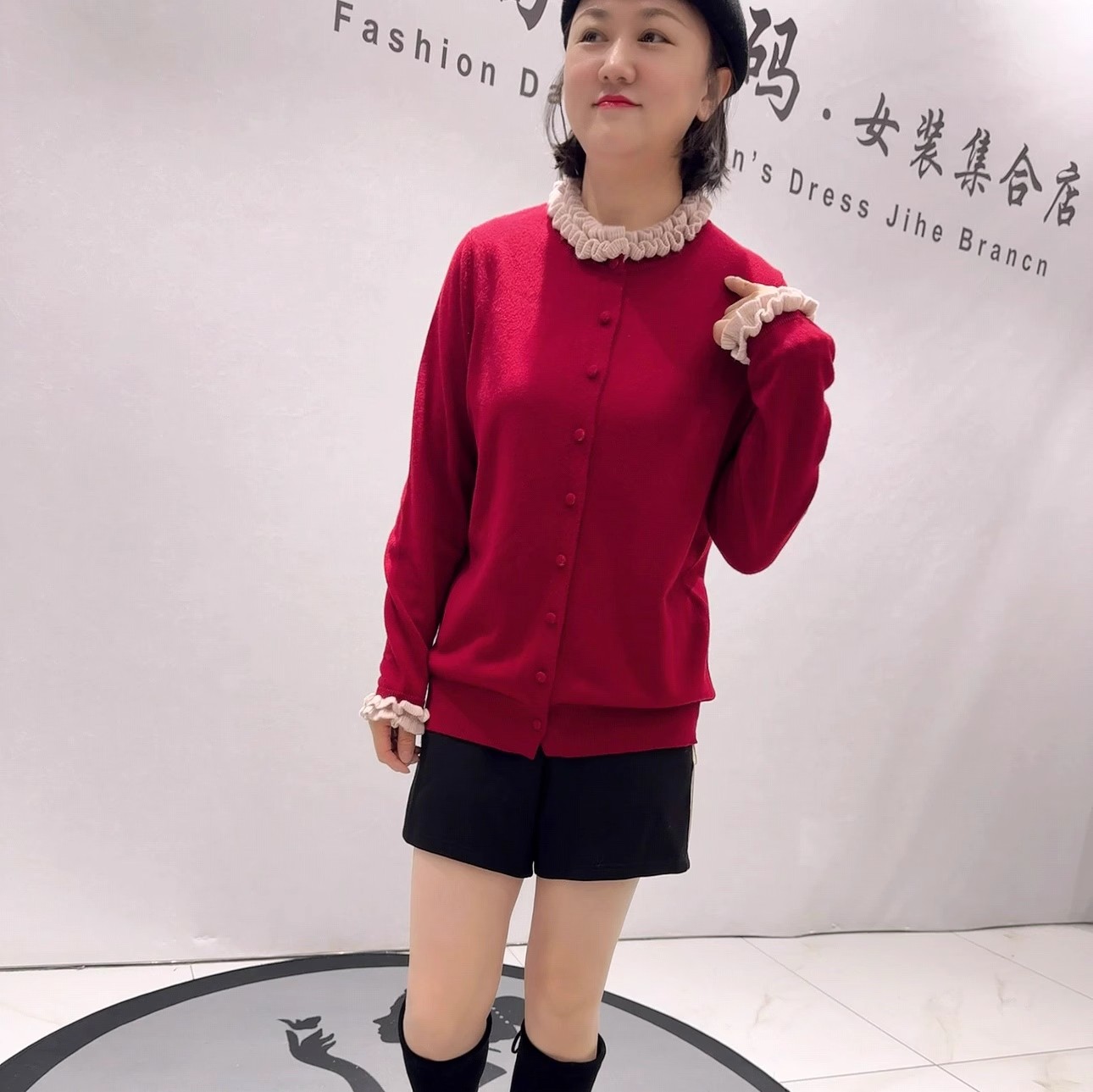 芮娜依莲冬季新款开衫羊毛衫外套