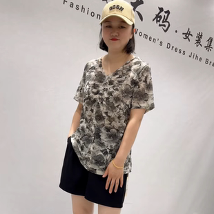 新款 大码 芮娜依莲1179夏季 网纱短袖 女装 胖妹妹减龄显瘦欧货气质衫