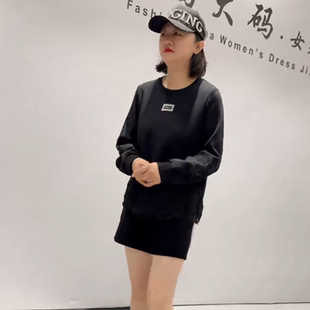 新款 卫衣加大码 女权贵族6080秋季 大码 上衣 女装 胖妹妹欧货圆领长袖
