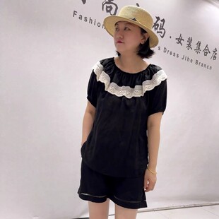 31109女权贵族夏季新款欧货短袖衫加大码女装胖妹妹百搭显瘦上衣