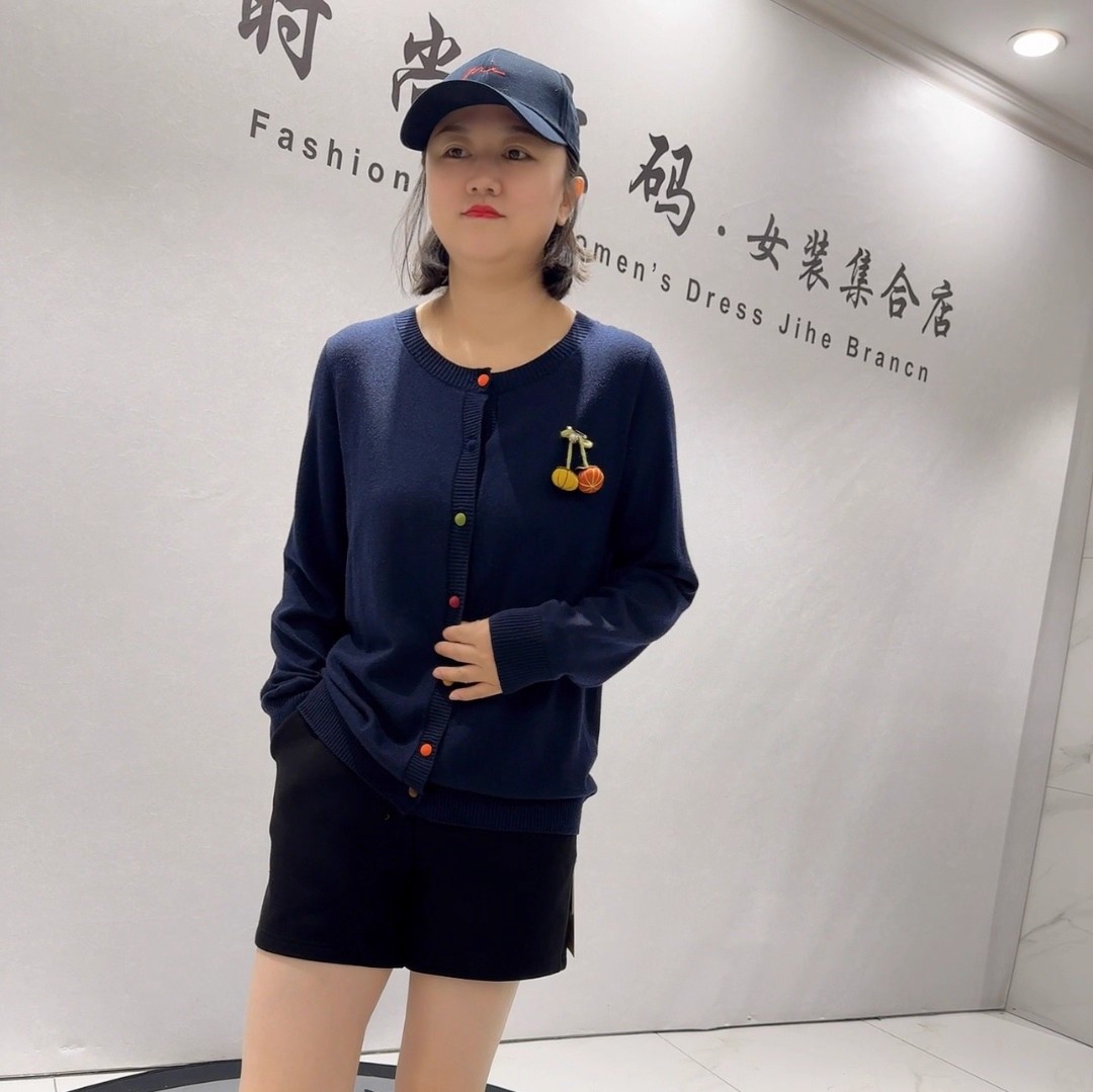 芮娜依莲秋冬款大码针织衫开衫女