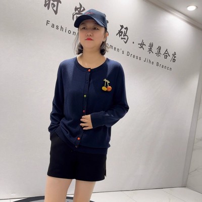 芮娜依莲秋冬款大码针织衫开衫女