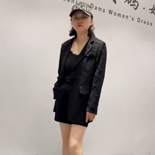 减龄显瘦欧货气质开衫 针丝缘子汇1909秋季 女装 新款 西服外套加大码
