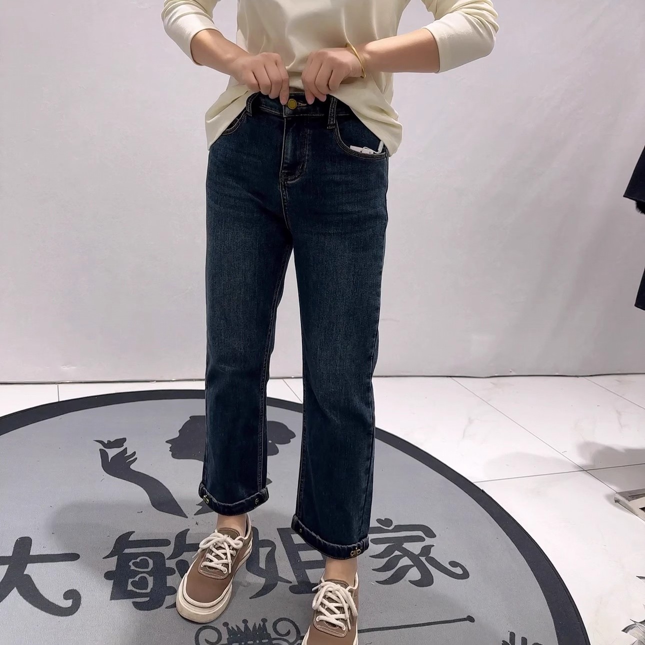 吖依咪库冬季新款大码加绒牛仔裤