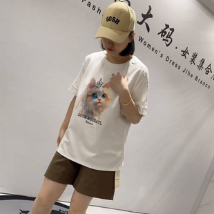 胖妹妹减龄显瘦卡通短袖 芮娜依莲5285夏季 女装 新款 欧货大T恤大码