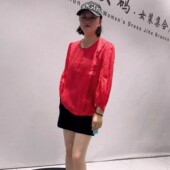 2049芮娜依莲蓝鲸之吻年货春款 胖妹妹上衣女 女装 欧货苎麻衫 加大码