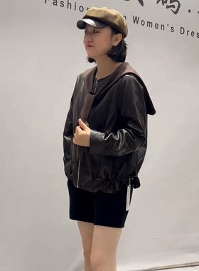 芮娜依莲秋季新款大码PU开衫外套