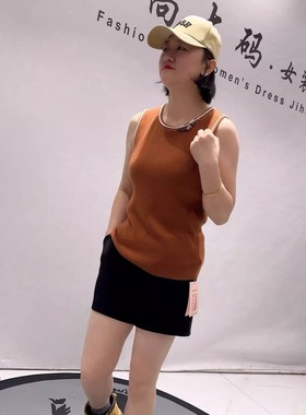 芮娜依莲5385春季新款欧货针织打背心加大码女装胖妹妹打底衫上衣