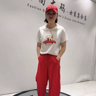3755女权贵族夏季新款欧货短袖T恤加大码女装胖妹妹百搭显瘦上衣