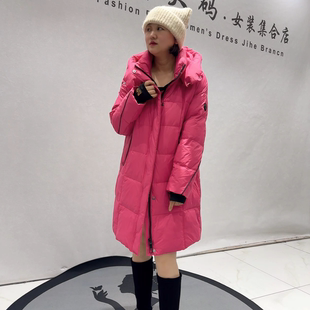 9873-1芮娜依莲冬季新款欧货羽绒服加大码女装胖妹妹显瘦中长外套