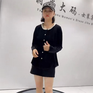 丝绒拼接袖 6320女权贵族初秋新品 口领口花边收腰系扣遮肉显瘦外套
