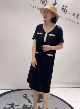 芮娜依莲夏季新款大码显瘦连衣裙