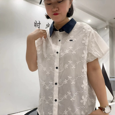 女权贵族夏新款大码减龄短袖衬衫