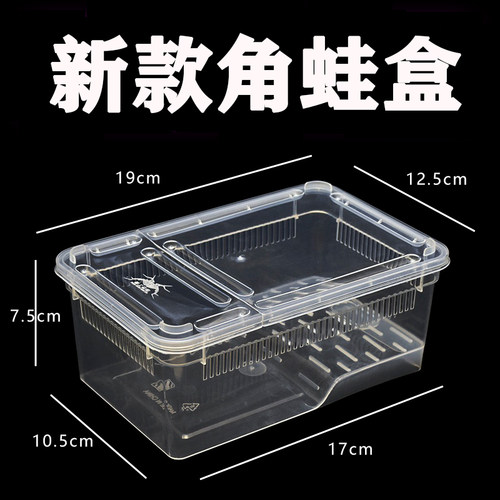 角蛙饲养盒爬虫箱牛蛙蟾蜍蝾螈两栖生态缸爬宠造景带盖晒台乌龟缸