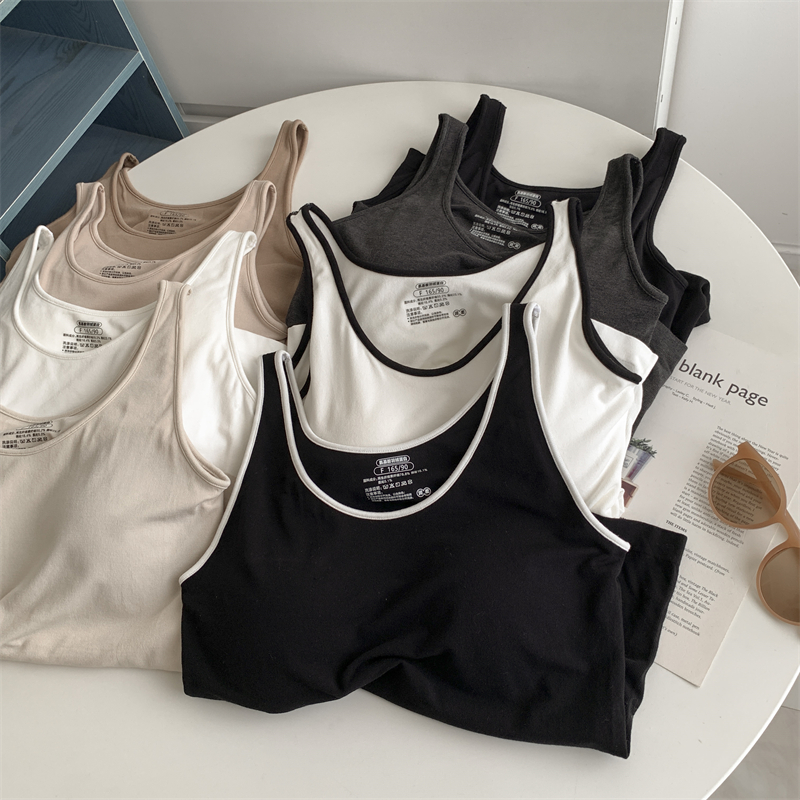 早秋新款弹力内搭无袖背心女带胸垫免穿文胸打底外穿性感吊带内衣