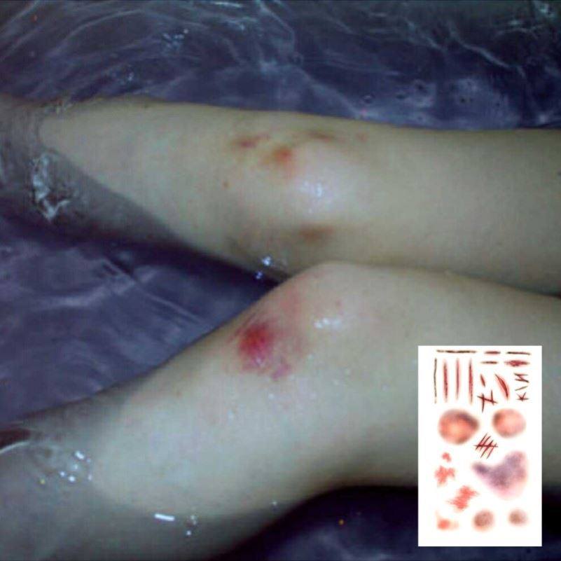 脸部纹身贴假刀口血痕脖子抓痕出血搞怪演习道具视频表演脸贴饰