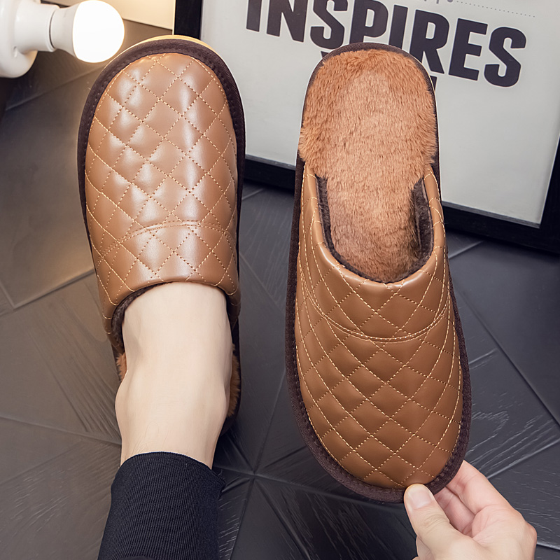 秋冬家用男女情侣面保暖拖鞋居家室内地板防滑家居带绒1124z