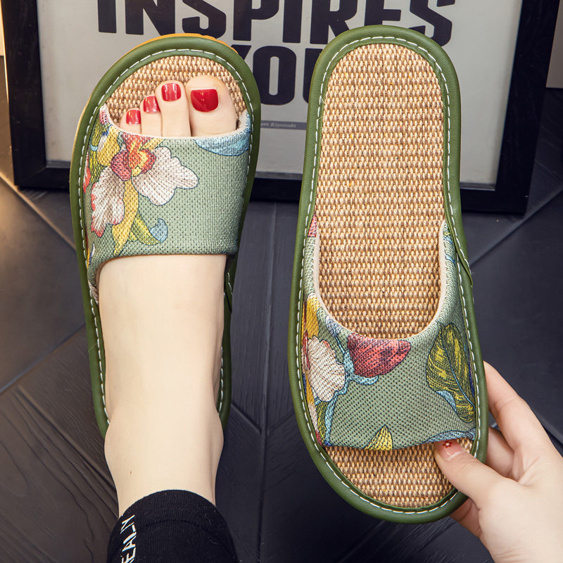 情侣居家用亚麻凉拖鞋男女夏季布艺面透气家居木地板防滑夏天四季