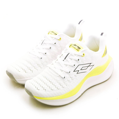 台灣 LOTTO 樂途輕量Q彈避震慢跑鞋 白萊姆黃 8034 男女款