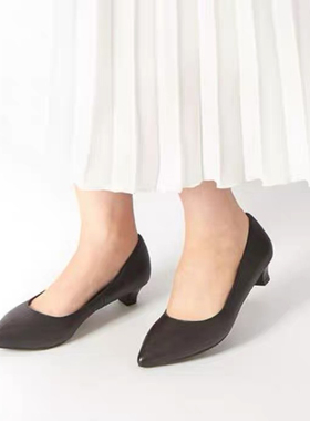 日本velikoko 尖头方跟素色通勤单鞋3.5cm女鞋 WW752-60107