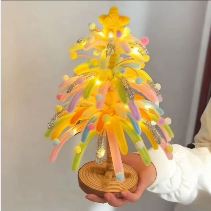 烟花圣诞树礼物扭扭棒手工挂件diy创意自制材料包桌摆有成品1590