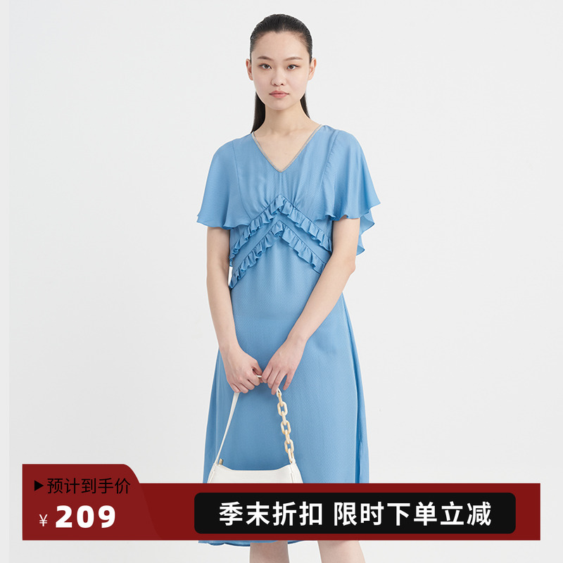 女士连衣裙桑蚕丝气质V领