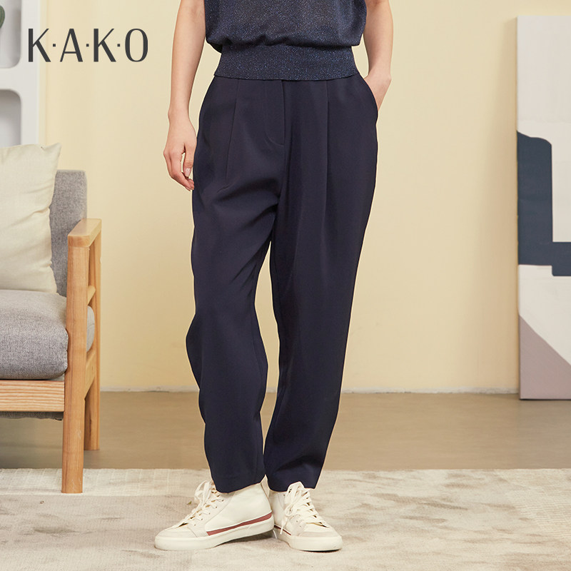 KAKO休闲裤女新品高腰直筒裤显瘦显腿长气质裤子3920371