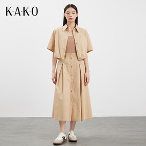 【商场同款】KAKO新款复古气质收腰显瘦百搭两件套连衣裙5321282